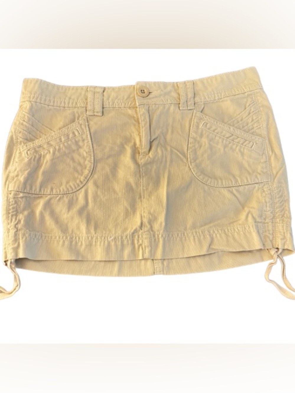 VTG lei Beige Micro Mini Skirt 90s Y2K Schoolgirl Baddie 2000s Glam Party Cute 9
